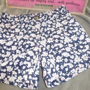 Navy Blue and white floral shorts size 4 Faded Glory